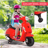 6V Kids Electric Vespa Motorcycle - Red, Officially licensed 6V Kids Vespa Ride-On Motorbike with MP3 music, LED lights, & foot pedal accelerator; perfect for kids aged 3-6. Safe & thrilling!