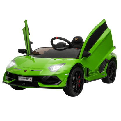 12V Kids Lamborghini Aventador Ride-On Car, Thrill your child with this 12V Lamborghini Aventador ride-on car, featuring remote control, music, and lights. Officially licensed for the ultimate ride.