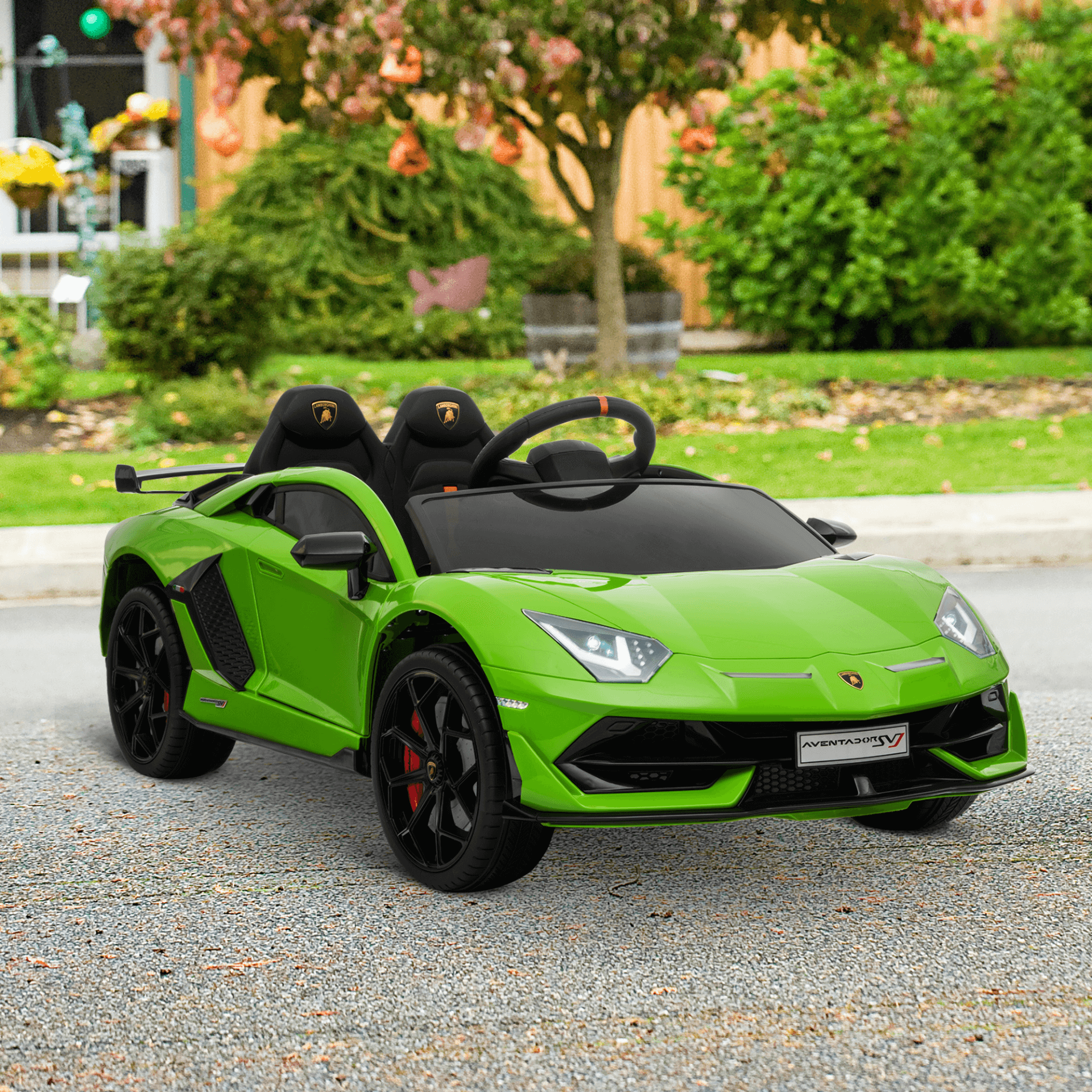 12V Kids Lamborghini Aventador Ride-On Car, Thrill your child with this 12V Lamborghini Aventador ride-on car, featuring remote control, music, and lights. Officially licensed for the ultimate ride.