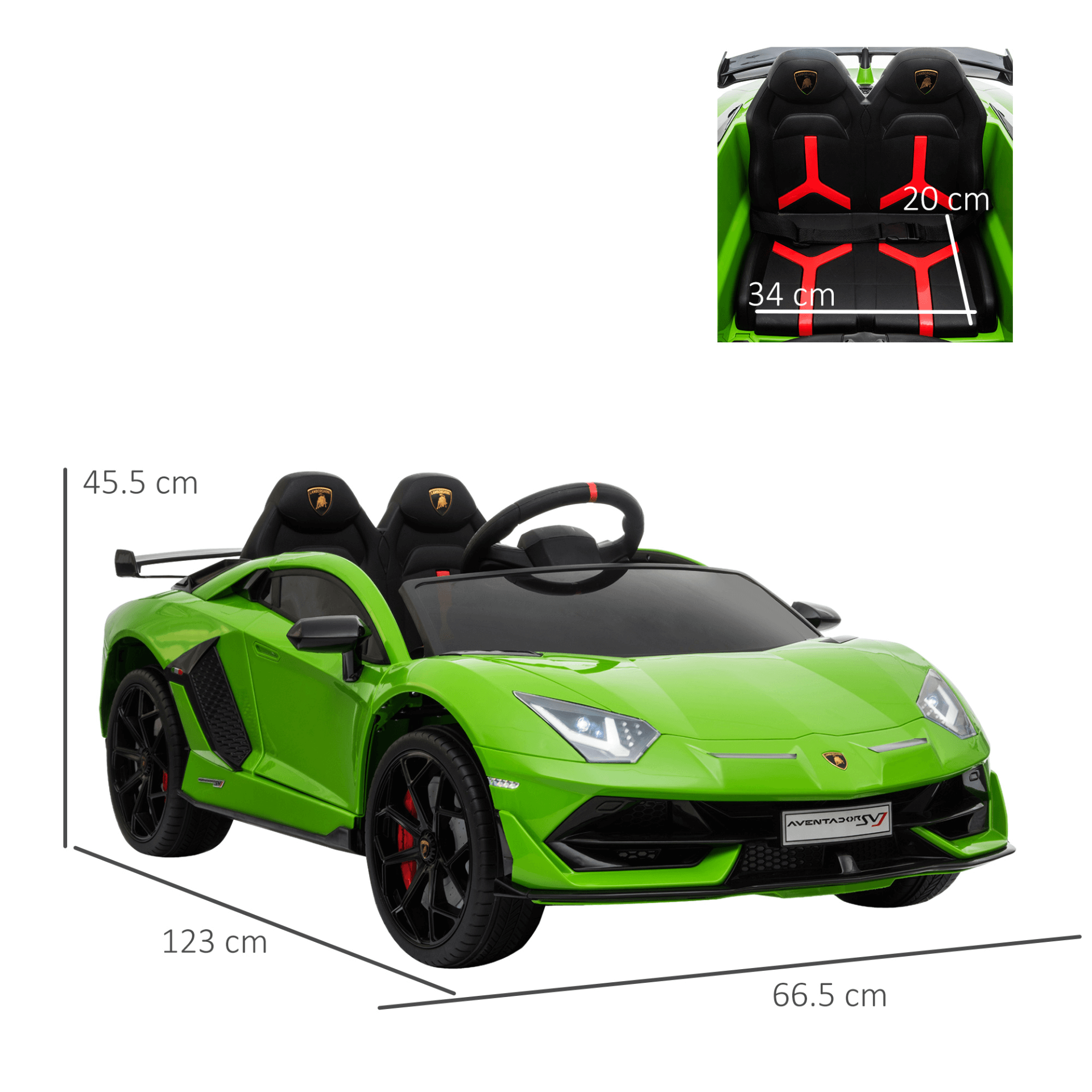 12V Kids Lamborghini Aventador Ride-On Car, Thrill your child with this 12V Lamborghini Aventador ride-on car, featuring remote control, music, and lights. Officially licensed for the ultimate ride.