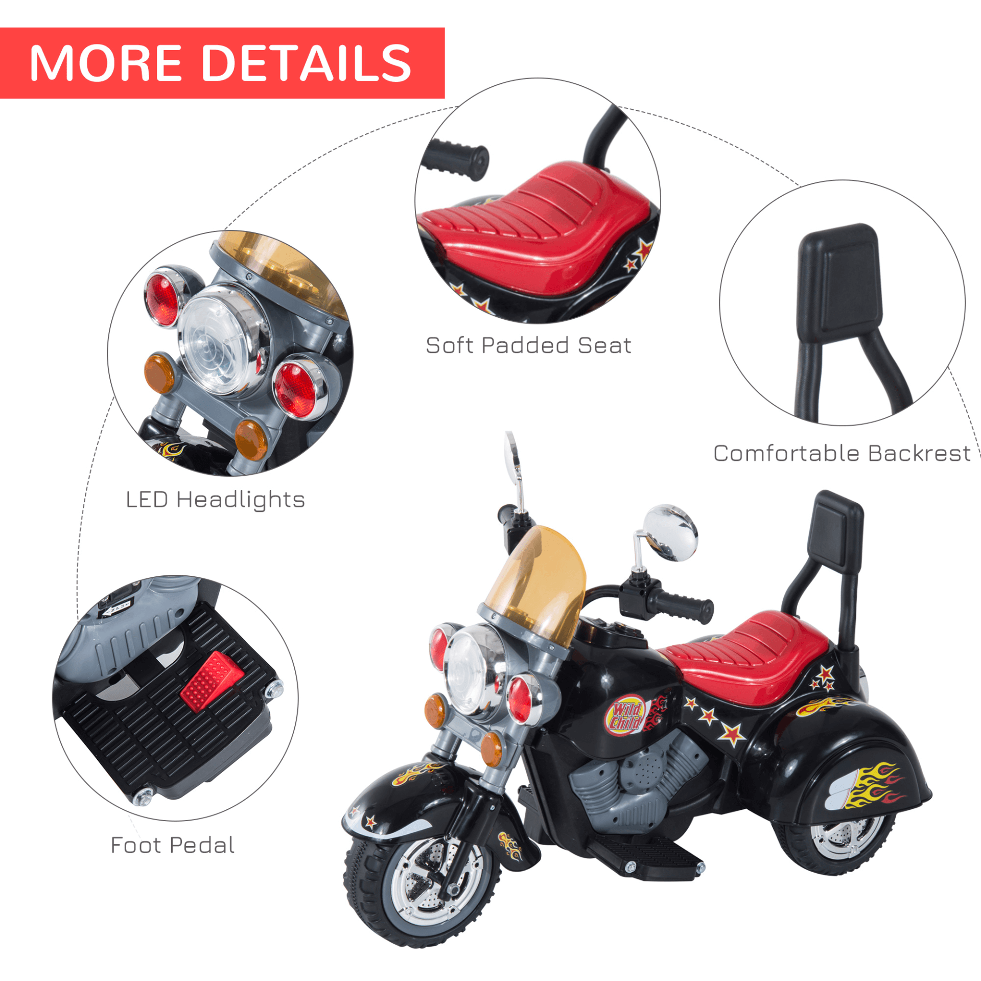 Kids Electric Motorbike 6V Ride On Toy - Safe & Fun, Unleash fun & safety with our 6V Kids Electric Motorbike. Perfect for ages 3-6, this black ride-on toy ensures a stable, thrilling adventure.