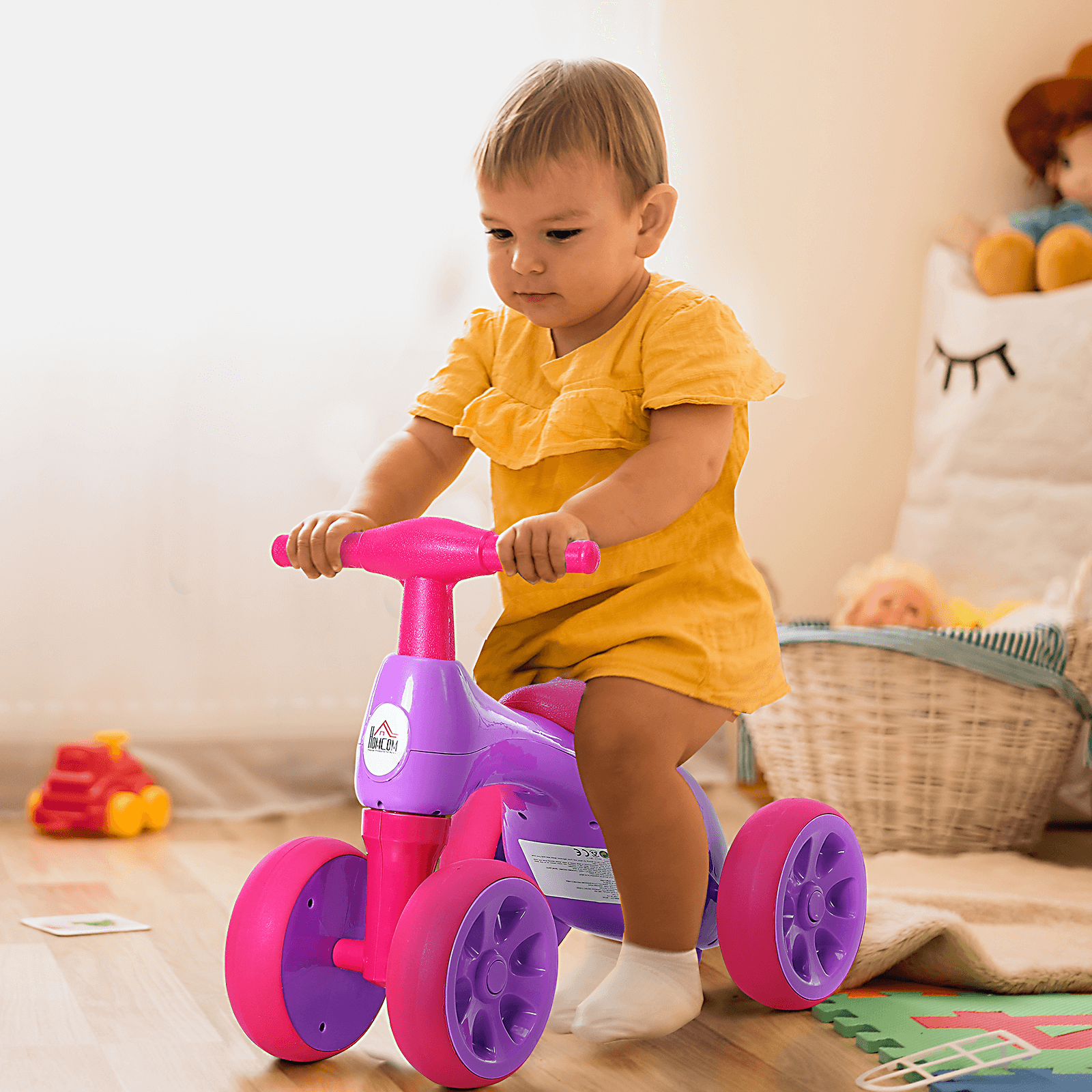 Baby Balance Bike Toddler Training Walker | Violet Fuchsia, Boost balance and coordination with this fun Baby Balance Bike for toddlers. Safety-oriented design with smooth rubber wheels and a storage bin. Perfect gift!