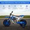 12V Kids Electric Motorbike Ride-On Toy - Blue, Safe & fun 12V electric motorbike for ages 3-5. Features training wheels and vibrant blue color for an adventurous ride.