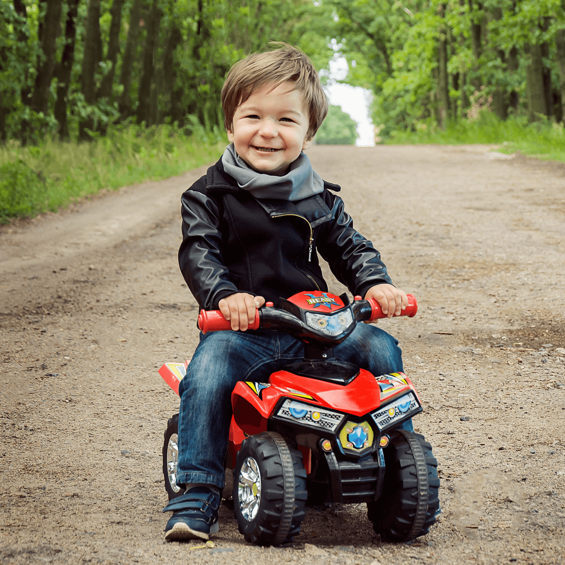 HOMCOM Kids Off Road Quad Bike Ride-On Toy - Red, Discover the HOMCOM Off Road Quad Bike for kids! Lightweight, rugged, and perfect for adventures with music and horn features.