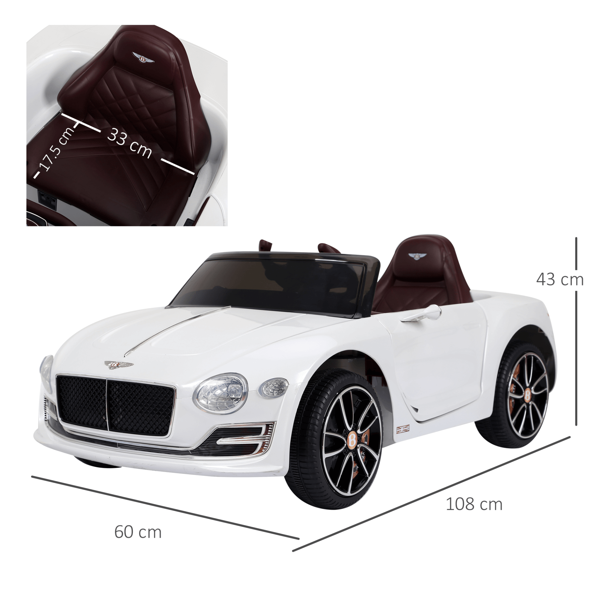 12V Bentley Kids Ride-On Car with Twin Motors, Elevate playtime with a 12V Bentley kids' ride-on car. Features twin motors, LED lights, music, and parental control for safety and fun.