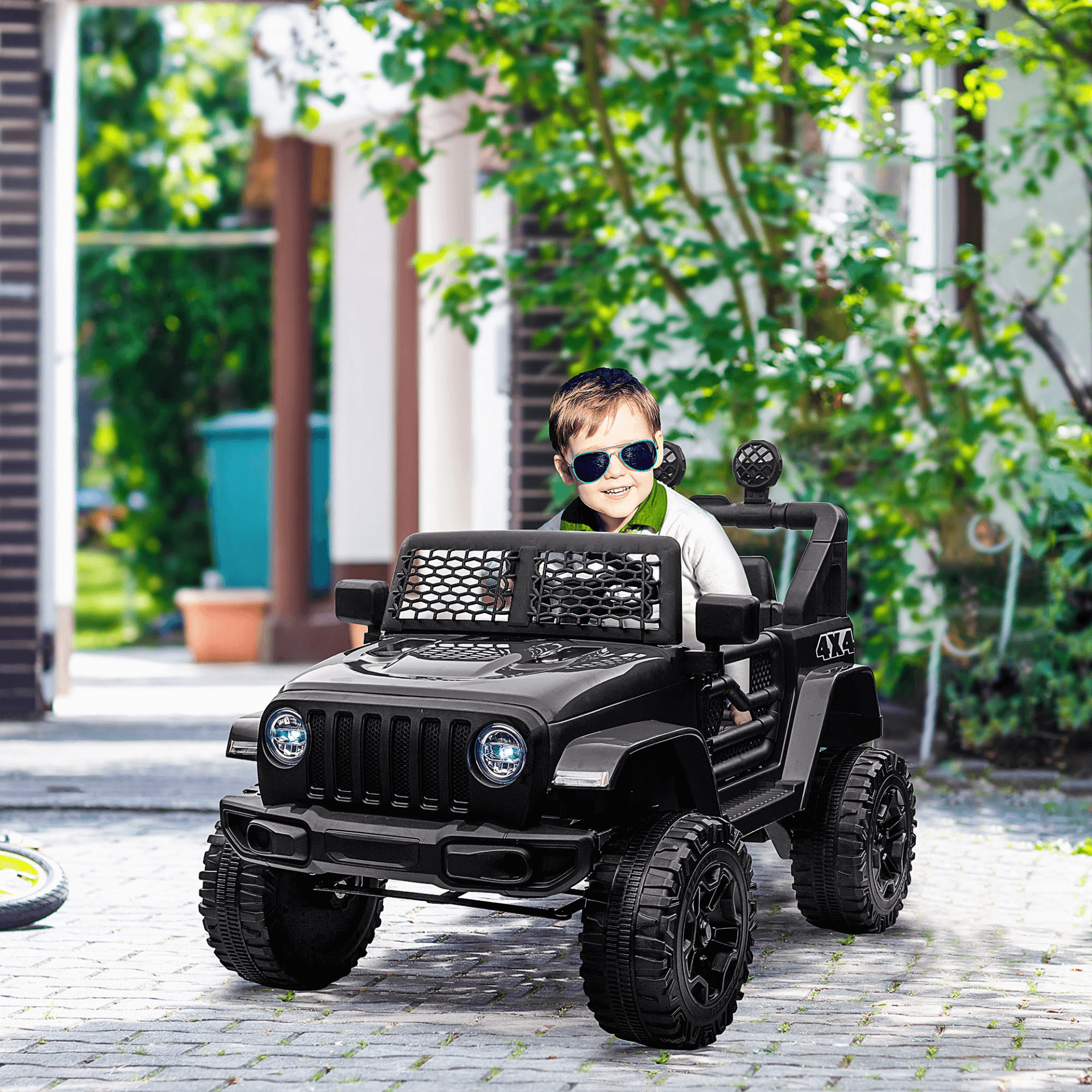 12V Electric Kids Ride On Car Truck - Black SUV, Discover the adventure with our 12V Battery-Powered Ride On Car Truck. Safe, durable SUV fun for kids aged 3-6. Perfect off-road toy!