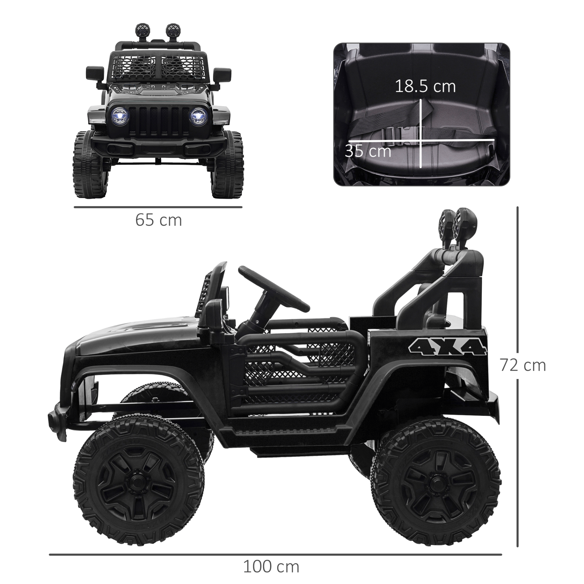 12V Electric Kids Ride On Car Truck - Black SUV, Discover the adventure with our 12V Battery-Powered Ride On Car Truck. Safe, durable SUV fun for kids aged 3-6. Perfect off-road toy!