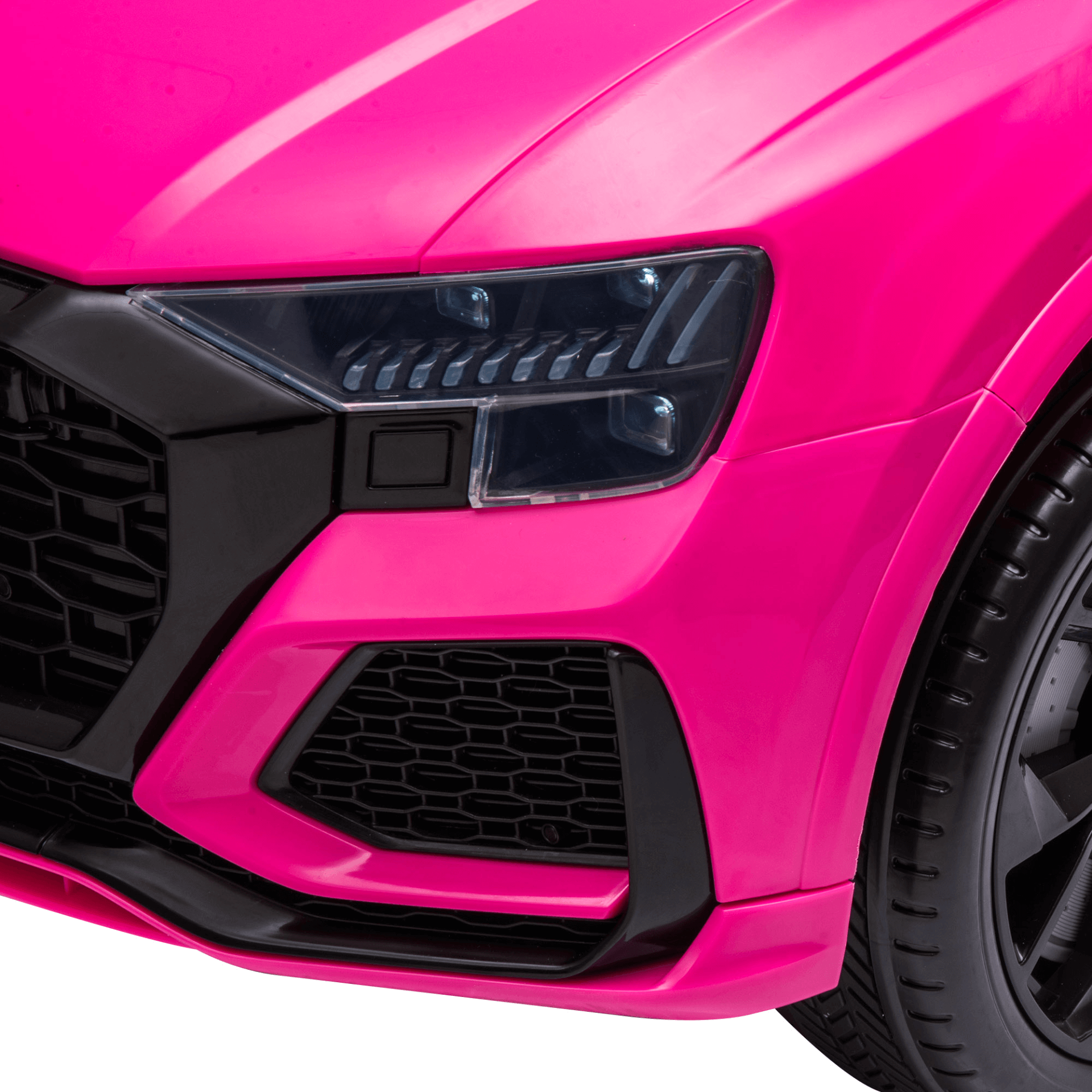 Pink Audi RS Q8 Kids Electric Car - 6V Ride On, Discover the 6V Pink Audi RS Q8 Kids Electric Ride On Car, complete with remote control, music, lights, USB, MP3 & Bluetooth for ages 3-5.