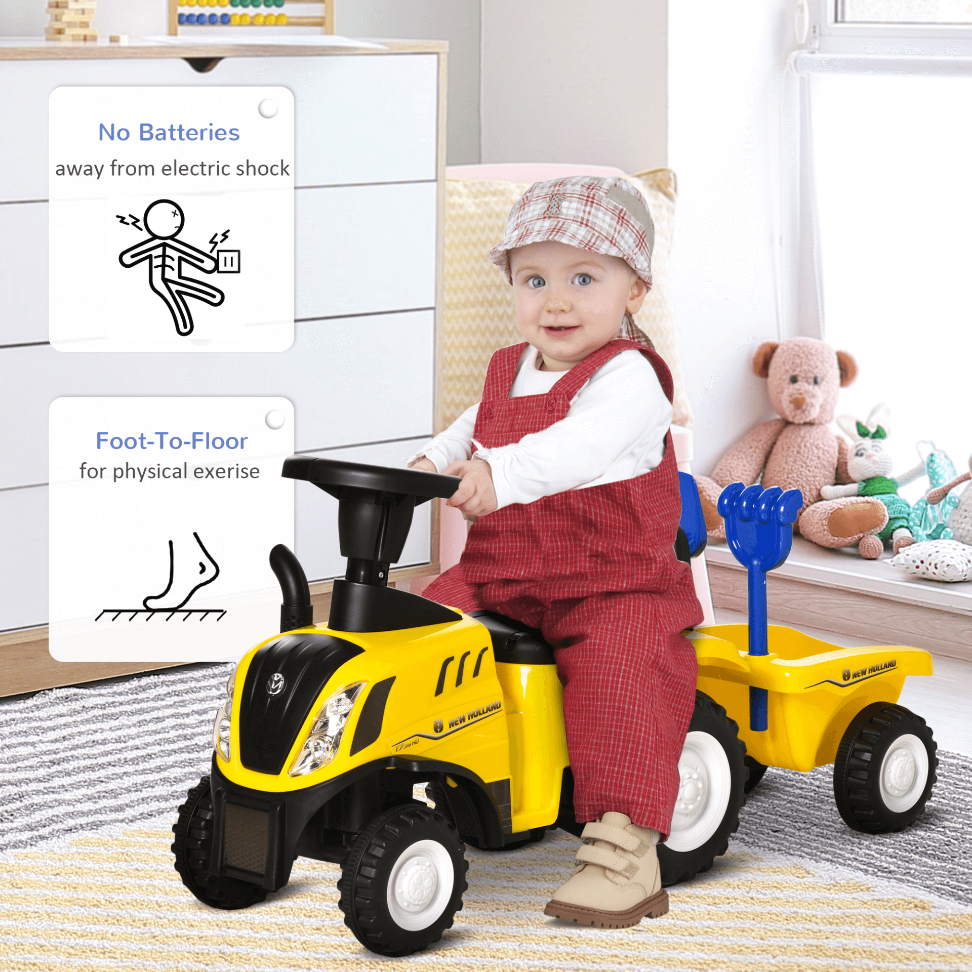 Ride On Tractor for Toddlers - Learn & Play, Boost your toddler's walking skills with the HOMCOM Ride On Tractor. Perfect for play and learning balance. Ideal for little explorers.