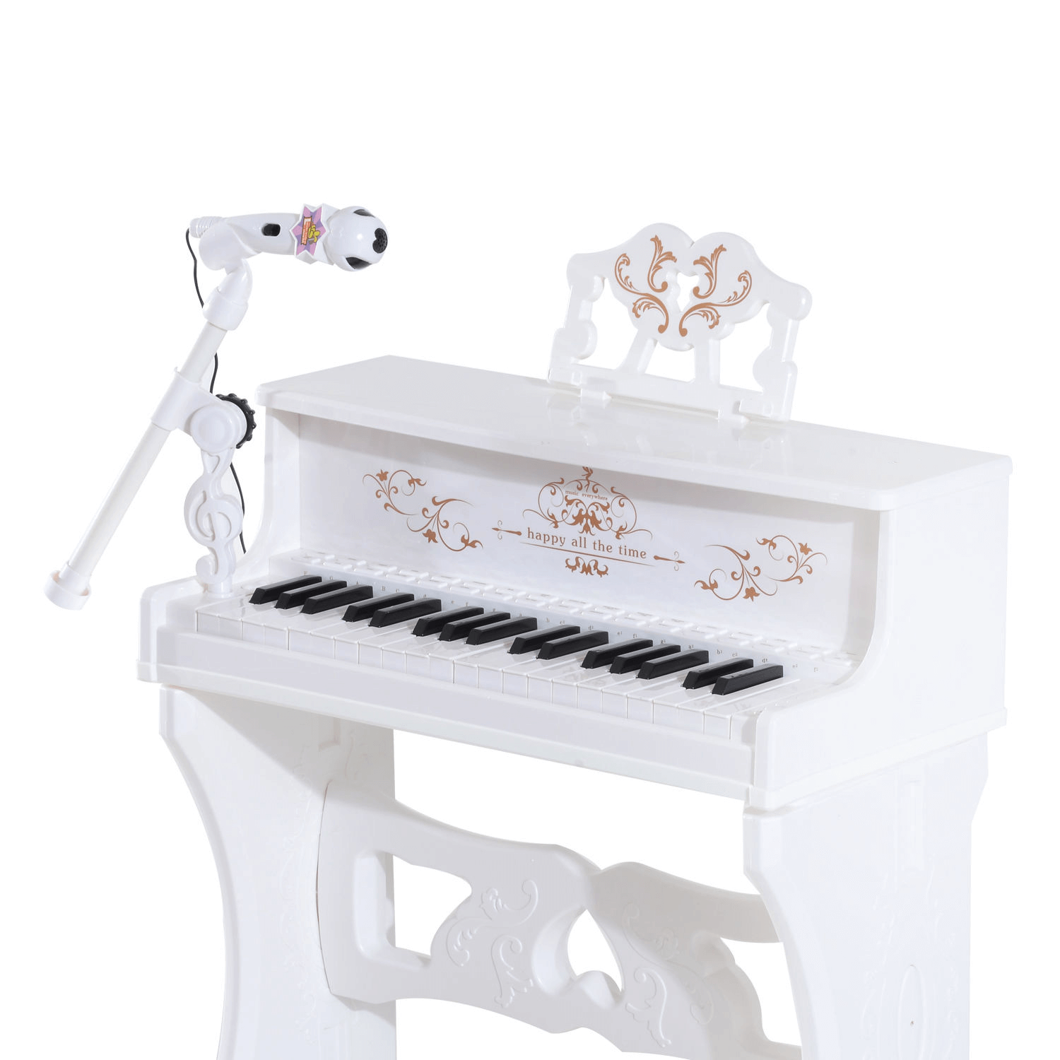 37 Keys Kids Piano with Microphone & Stool, Spark your child's musical talents with the HOMCOM 37 Keys Kids Piano. Includes a microphone and stool for endless fun and learning. Perfect for little hands.