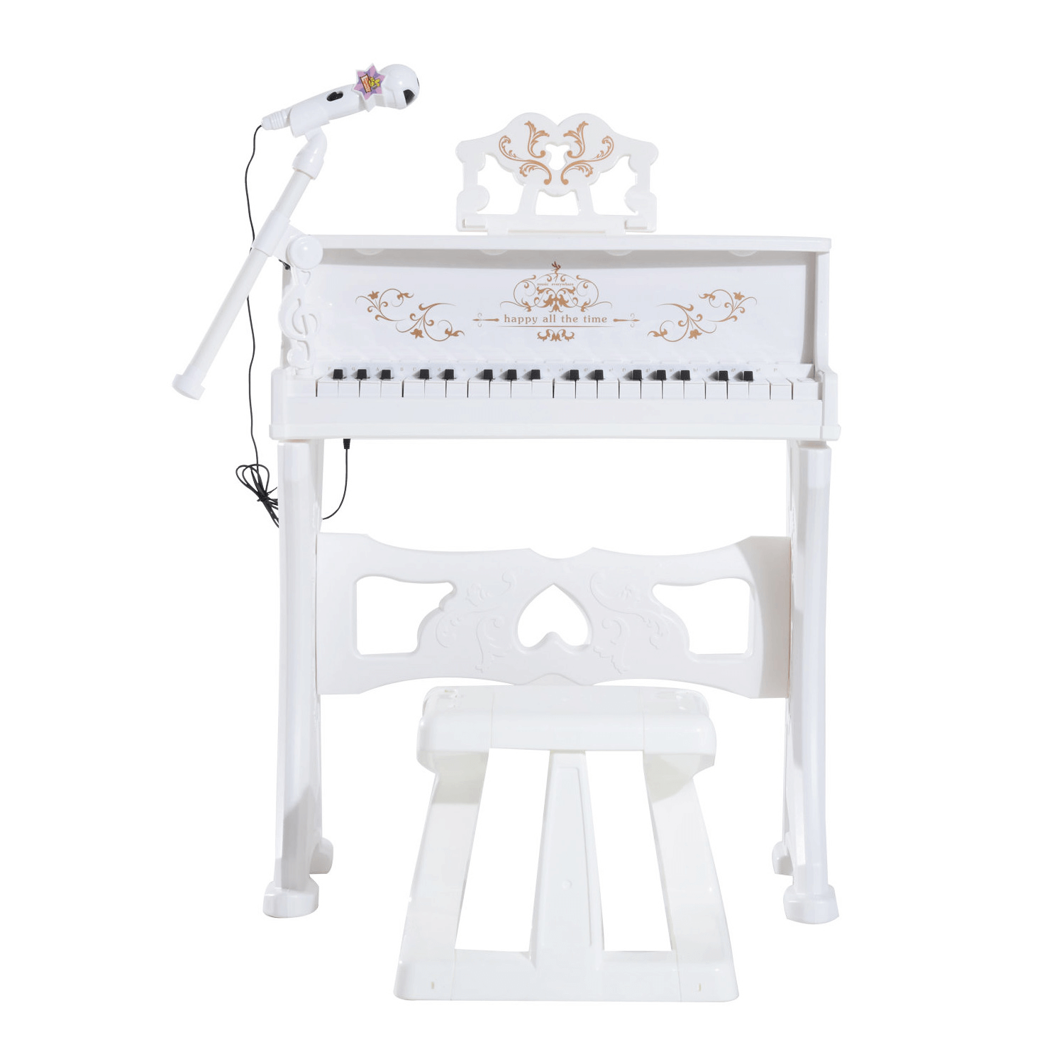 37 Keys Kids Piano with Microphone & Stool, Spark your child's musical talents with the HOMCOM 37 Keys Kids Piano. Includes a microphone and stool for endless fun and learning. Perfect for little hands.