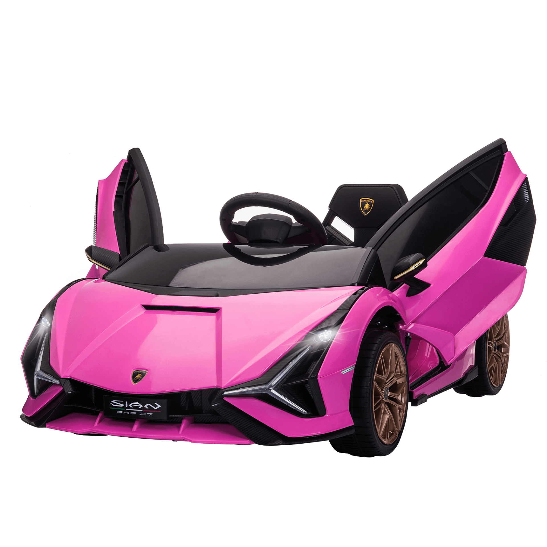 12V Kids Electric Ride On Car - Pink | Ages 3-5, Get the officially licensed Lamborghini Sian 12V Kids Electric Ride On Car. Features remote control, music, LED lights, and MP3 for endless fun!