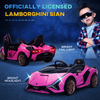 12V Kids Electric Ride On Car - Pink | Ages 3-5, Get the officially licensed Lamborghini Sian 12V Kids Electric Ride On Car. Features remote control, music, LED lights, and MP3 for endless fun!