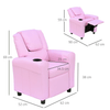 Kids Pink Recliner with Cup Holder, Cozy pink recliner for kids with reclining function up to 150°, perfect for games, reading, and naps. Made from durable, easy-care PU leather.