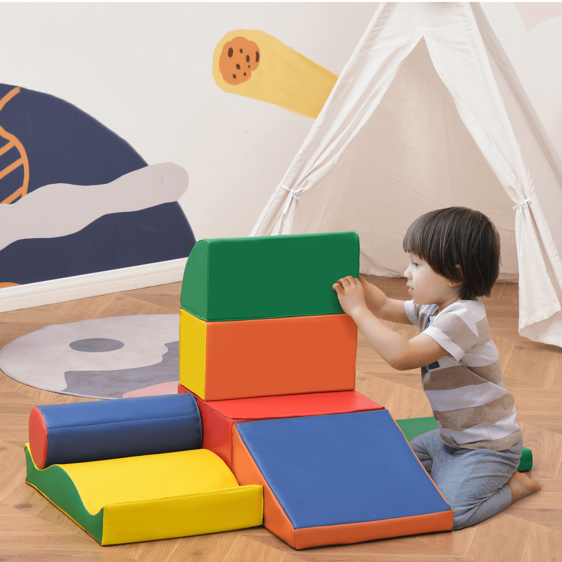 7 Piece Climb and Crawl Soft Foam Play Set for Toddlers, Introduce fun & creativity with our educational, safe 7-piece soft foam blocks. Perfect for playrooms, daycare, schools, & special needs classrooms.