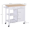 HOMCOM White Kitchen Storage Trolley with Pine Top, Enhance your kitchen with this stylish trolley cart offering ample storage and a durable pine wood worktop. Perfect for meal prep and organization.