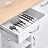 HOMCOM White Kitchen Storage Trolley with Pine Top, Enhance your kitchen with this stylish trolley cart offering ample storage and a durable pine wood worktop. Perfect for meal prep and organization.