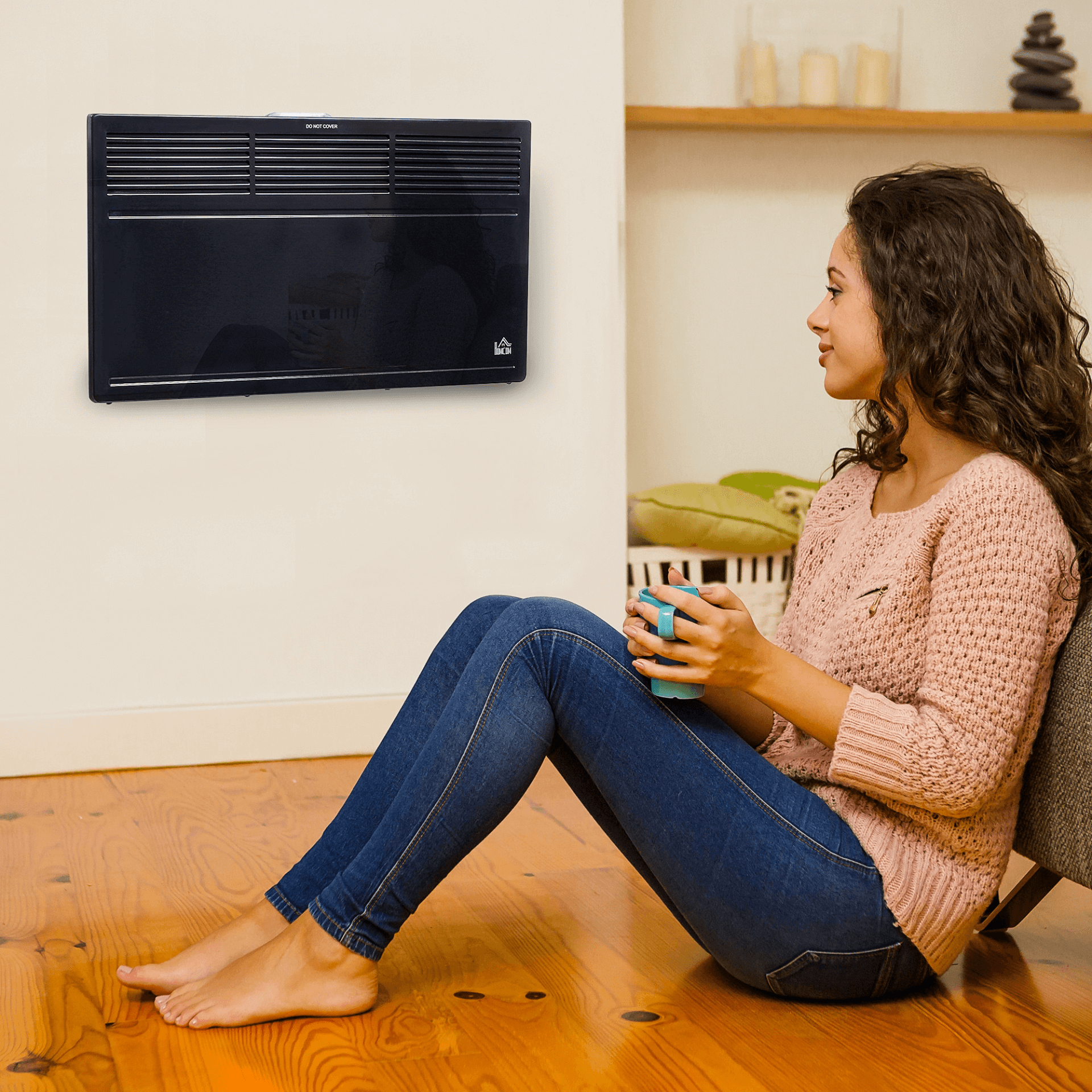 Portable Convector Radiator Heater with Thermostat - Black, Efficient and quick portable electric heater with adjustable thermostat and safety cut-off. Freestanding or wall-mounted options. Perfect for any room.