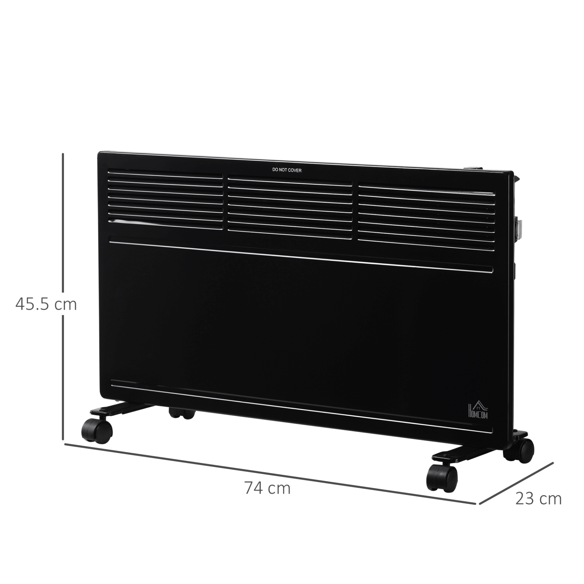 Portable Convector Radiator Heater with Thermostat - Black, Efficient and quick portable electric heater with adjustable thermostat and safety cut-off. Freestanding or wall-mounted options. Perfect for any room.