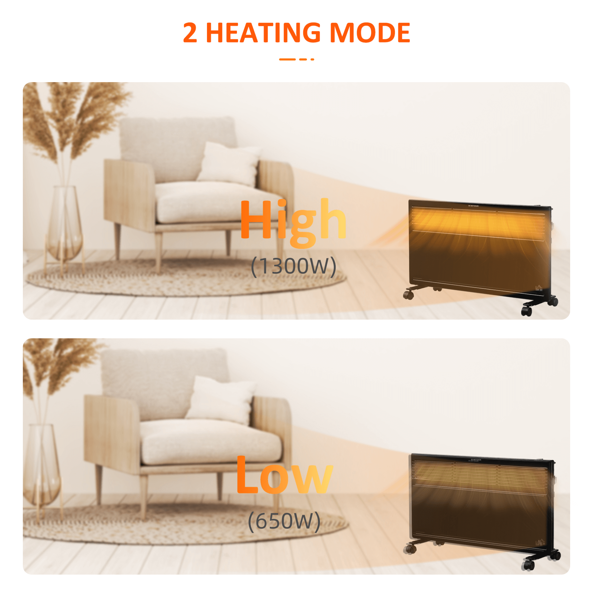 Portable Convector Radiator Heater with Thermostat - Black, Efficient and quick portable electric heater with adjustable thermostat and safety cut-off. Freestanding or wall-mounted options. Perfect for any room.