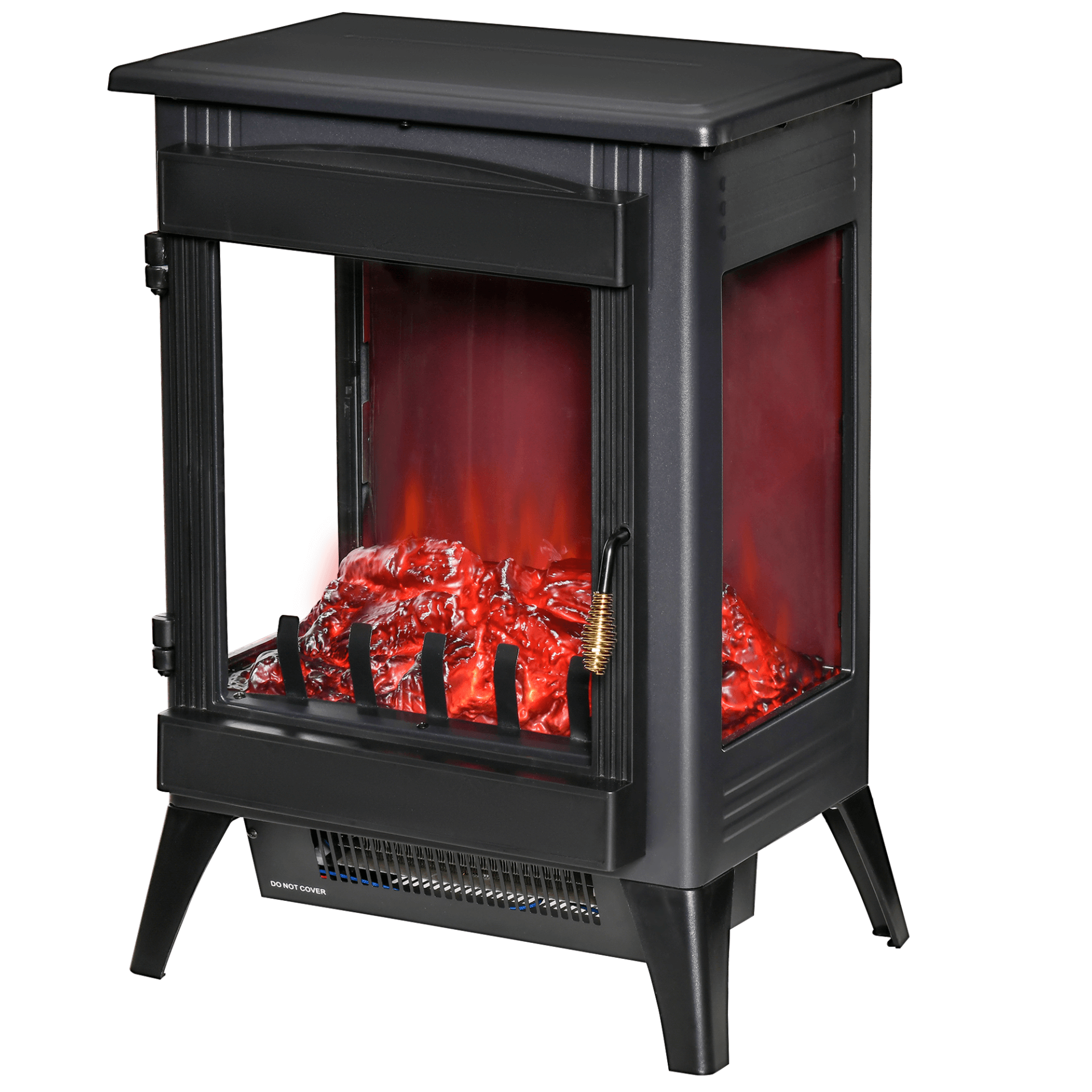 HOMCOM Electric Fireplace Stove - LED Flame, 3-Sided Glass, Enjoy cozy warmth with the HOMCOM Electric Fireplace. LED flames, overheat protection, and sleek design make it perfect for any space.