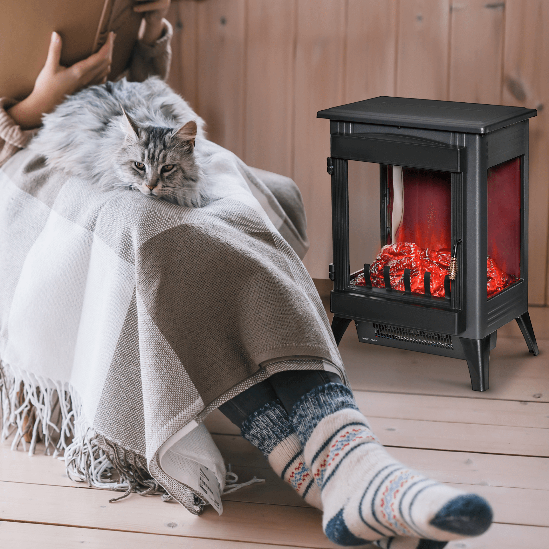 HOMCOM Electric Fireplace Stove - LED Flame, 3-Sided Glass, Enjoy cozy warmth with the HOMCOM Electric Fireplace. LED flames, overheat protection, and sleek design make it perfect for any space.