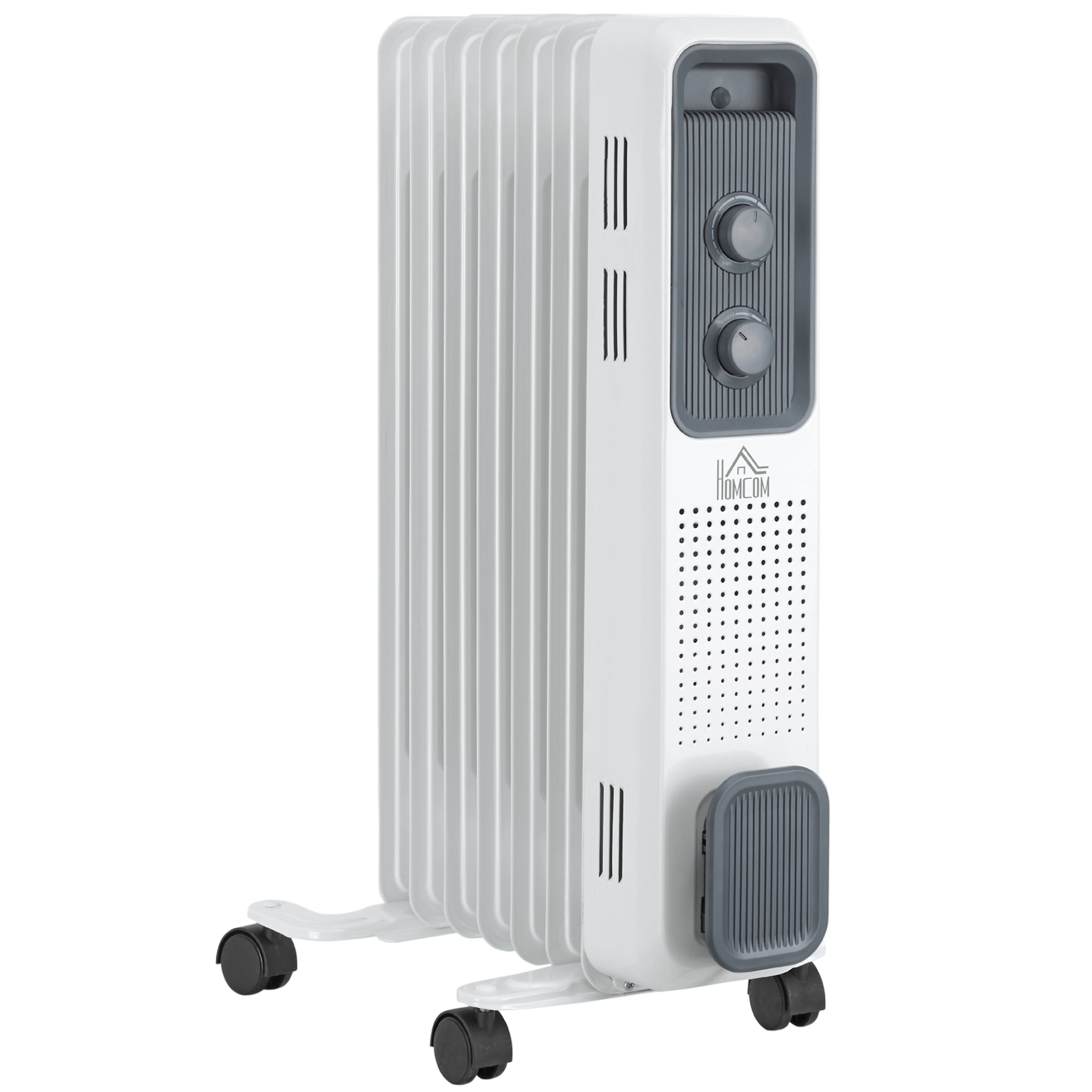 Portable Electric Oil Filled Radiator - 3 Heat Settings, Stay warm with our portable electric oil-filled radiator. Features adjustable thermostat, three heat settings, and safety power-off for cozy, efficient heating.