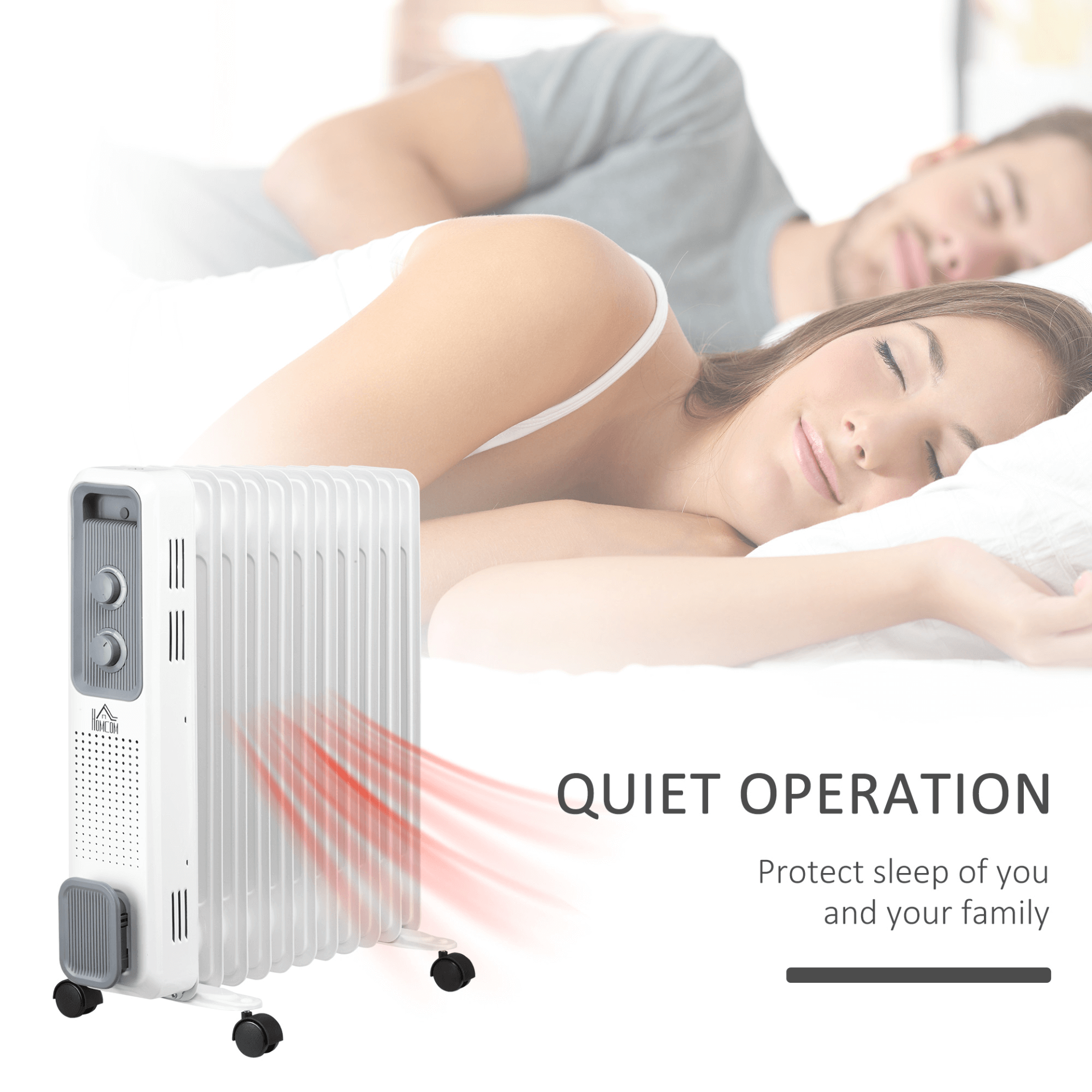 HOMCOM Oil Filled Radiator - Portable Electric Heater, Stay warm with the HOMCOM Oil Filled Radiator. Reliable, adjustable, and safe, ideal for home or office heating needs.