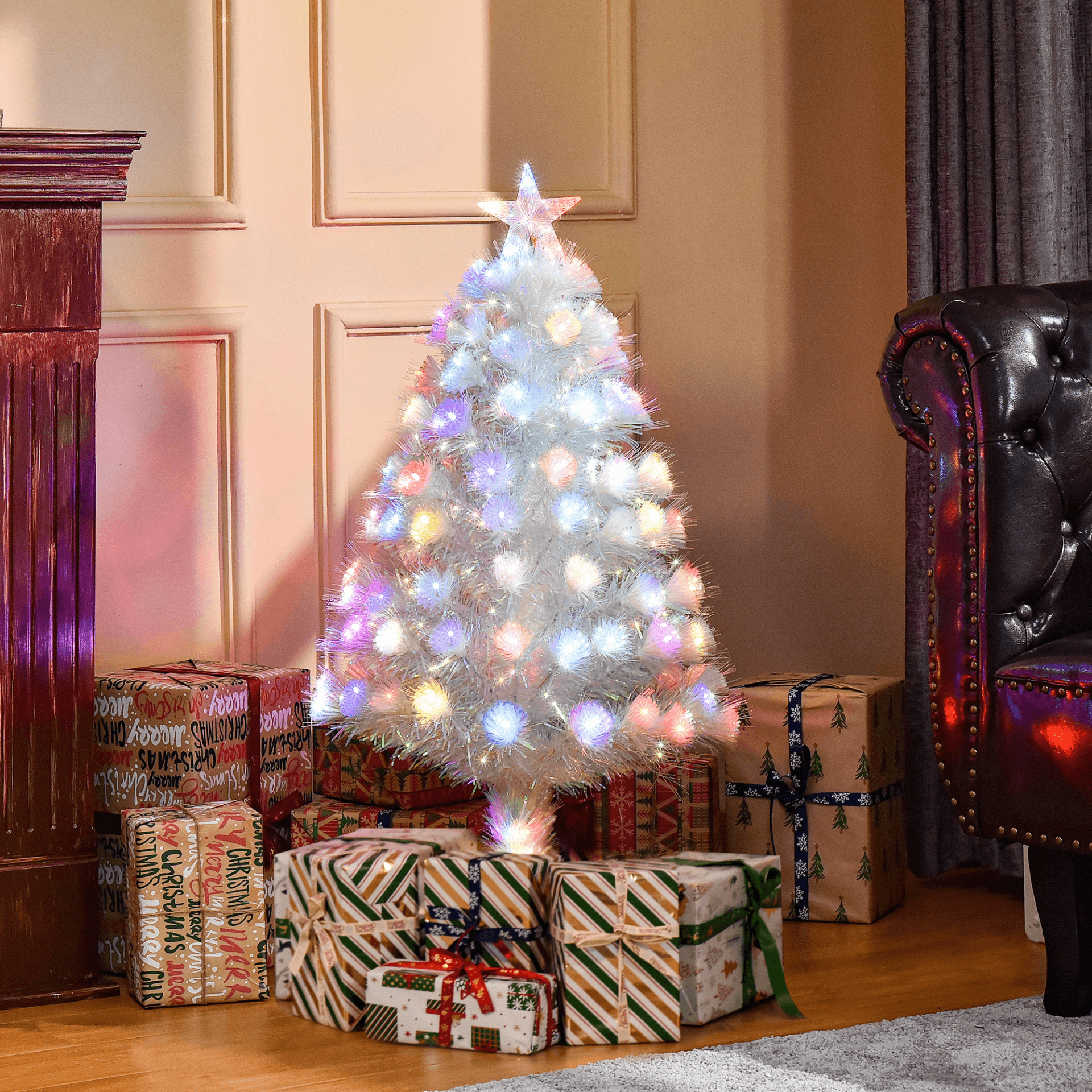 3FT Pre-Lit Artificial Christmas Tree – White LED Lights, Transform your home for the holidays with a 3FT elegant white Christmas tree pre-lit with LED lights. Ideal for creating a festive winter wonderland.