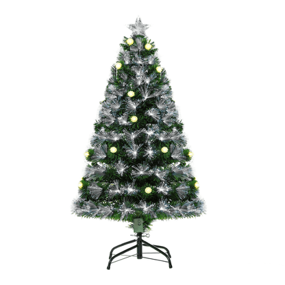 HOMCOM 4ft Pre-Lit Christmas Tree with Star Topper, Illuminate your holidays with our 4ft Christmas tree, featuring 130 LED lights and a stunning star topper for festive cheer.