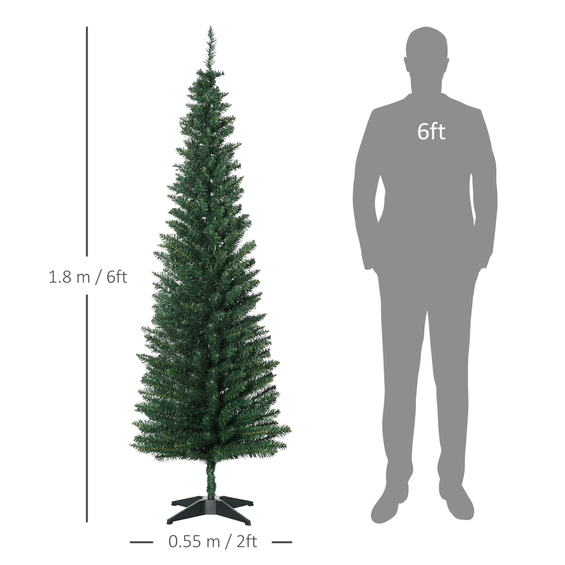 6FT Slim Pine Christmas Tree - Realistic & Sturdy Stand, Elevate your holiday decor with this 6FT artificial pine pencil slim Christmas tree. Realistic tips and a durable stand ensure lasting holiday cheer.