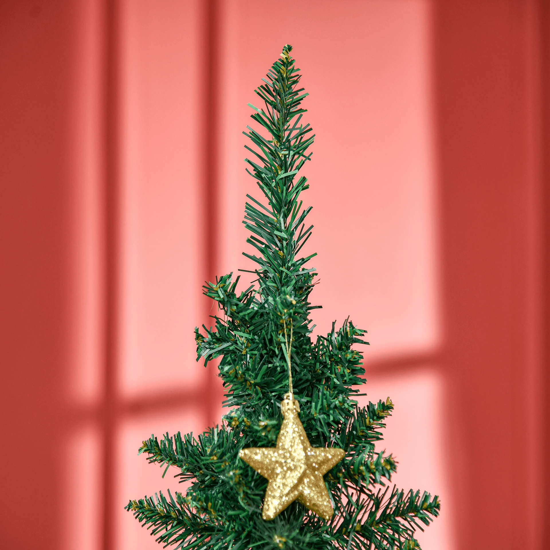 6FT Slim Pine Christmas Tree - Realistic & Sturdy Stand, Elevate your holiday decor with this 6FT artificial pine pencil slim Christmas tree. Realistic tips and a durable stand ensure lasting holiday cheer.