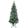 5 Ft Snowy Artificial Christmas Tree with Pine Cones, Bring winter's magic indoors with our 5 Ft Snow Christmas Tree, featuring realistic branches and pine cones. Perfect for creating a lush holiday atmosphere.