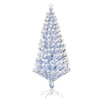 5FT Fibre Optic Christmas Tree with LED Lights, Celebrate with a 5FT Artificial Fibre Optic Christmas Tree. Pre-lit LED lights, easy to store. Elegant white & blue for your holiday decor.