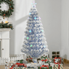 5FT Fibre Optic Christmas Tree with LED Lights, Celebrate with a 5FT Artificial Fibre Optic Christmas Tree. Pre-lit LED lights, easy to store. Elegant white & blue for your holiday decor.