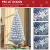 5FT Fibre Optic Christmas Tree with LED Lights, Celebrate with a 5FT Artificial Fibre Optic Christmas Tree. Pre-lit LED lights, easy to store. Elegant white & blue for your holiday decor.