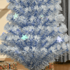 5FT Fibre Optic Christmas Tree with LED Lights, Celebrate with a 5FT Artificial Fibre Optic Christmas Tree. Pre-lit LED lights, easy to store. Elegant white & blue for your holiday decor.