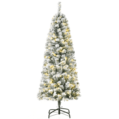 HOMCOM 5FT Prelit Snow Flocked Christmas Tree, Transform your holiday decor with our 5FT prelit snow flocked Christmas tree, featuring warm white LED lights for a festive touch!