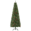 6ft Pencil Artificial Christmas Tree - Realistic & Durable, 6ft Pencil Artificial Christmas Tree with realistic branches and red berries for a festive touch. Easy setup and durable design, perfect for holiday decor.