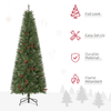 6ft Pencil Artificial Christmas Tree - Realistic & Durable, 6ft Pencil Artificial Christmas Tree with realistic branches and red berries for a festive touch. Easy setup and durable design, perfect for holiday decor.