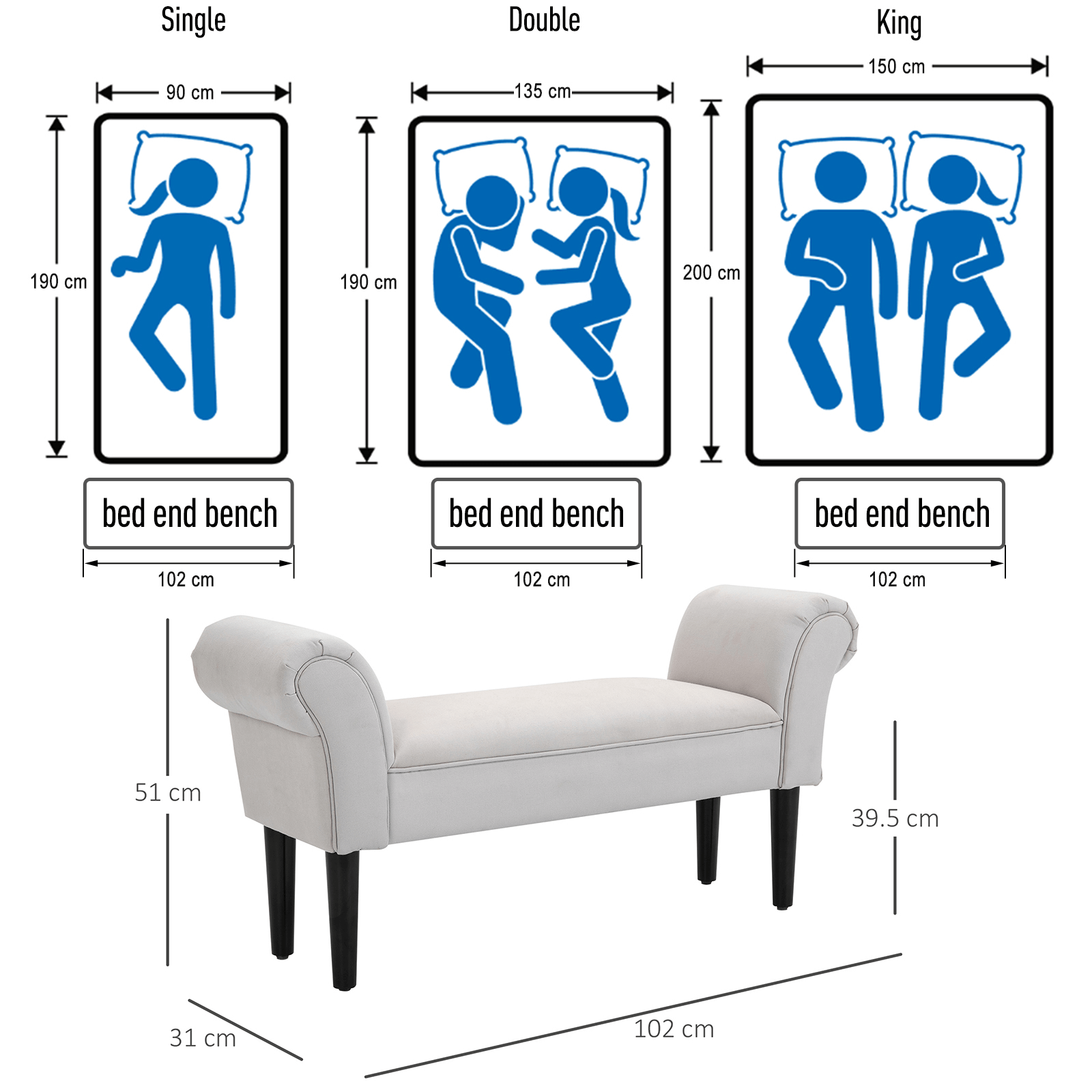 Bed End Side Chaise Lounge Sofa | Grey Velvet | Wooden Legs, Upgrade Your Bedroom with the HOMCOM Bed End Side Chaise Lounge Sofa Add a touch of elegance and sophistication to your bedroom.