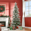 7 Ft Snow Flocked Pencil Christmas Tree - Realistic Cypress, Transform your home into a winter wonderland with our 7 Ft Snow Flocked Pencil Christmas Tree, featuring realistic cypress branches and auto-open hinge.