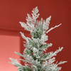 7 Ft Snow Flocked Pencil Christmas Tree - Realistic Cypress, Transform your home into a winter wonderland with our 7 Ft Snow Flocked Pencil Christmas Tree, featuring realistic cypress branches and auto-open hinge.