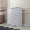 High Gloss 3-Piece Bedroom Furniture Set - White, Upgrade your bedroom with a stylish 3-piece set: wardrobe, 5-drawer chest, and 2-drawer nightstand. High gloss finish for a modern look.