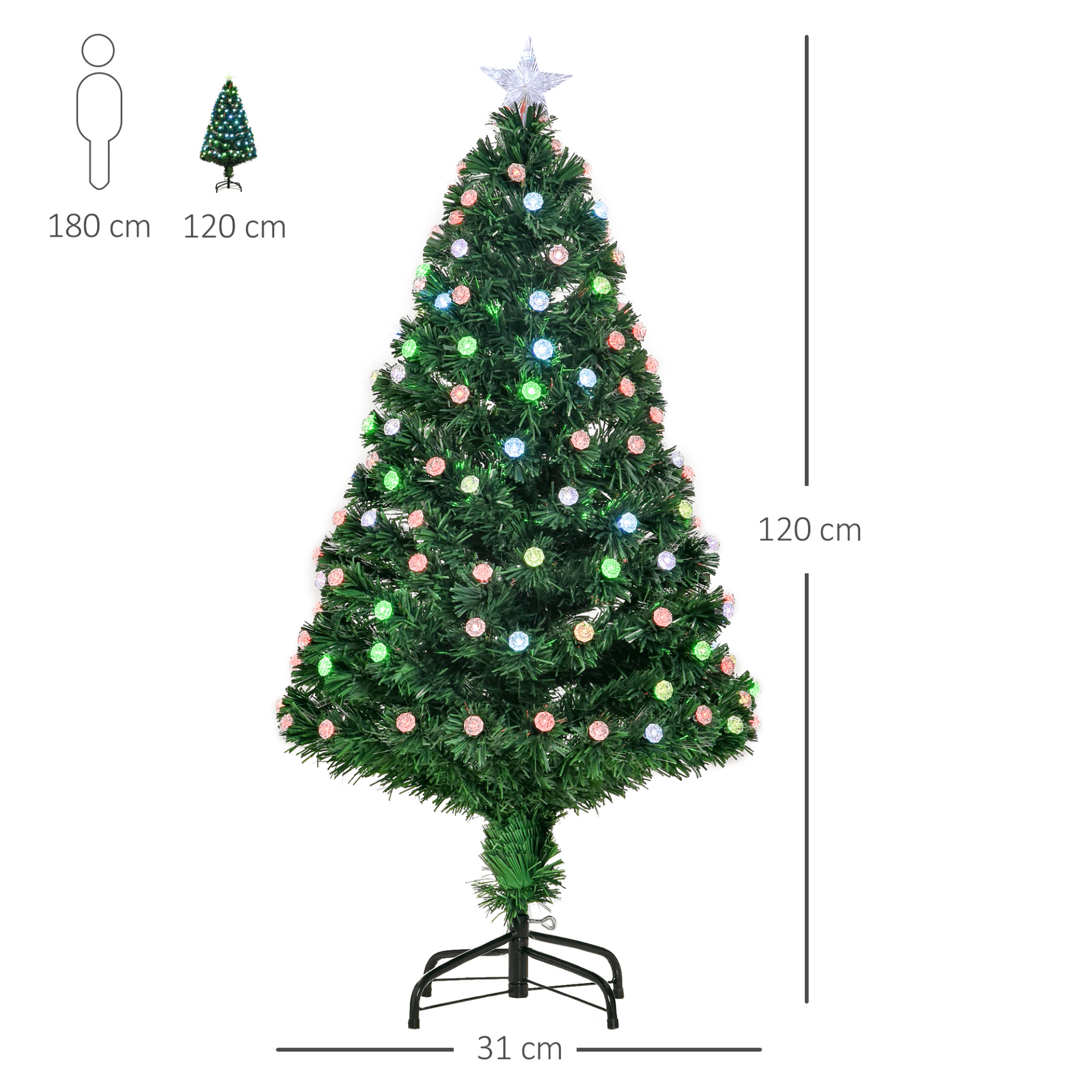 4FT Pre-Lit Christmas Tree with LED Lights, Ideal for small spaces, this 4FT pre-lit artificial Christmas tree with multicolour LED lights offers easy setup and lush, festive decor.