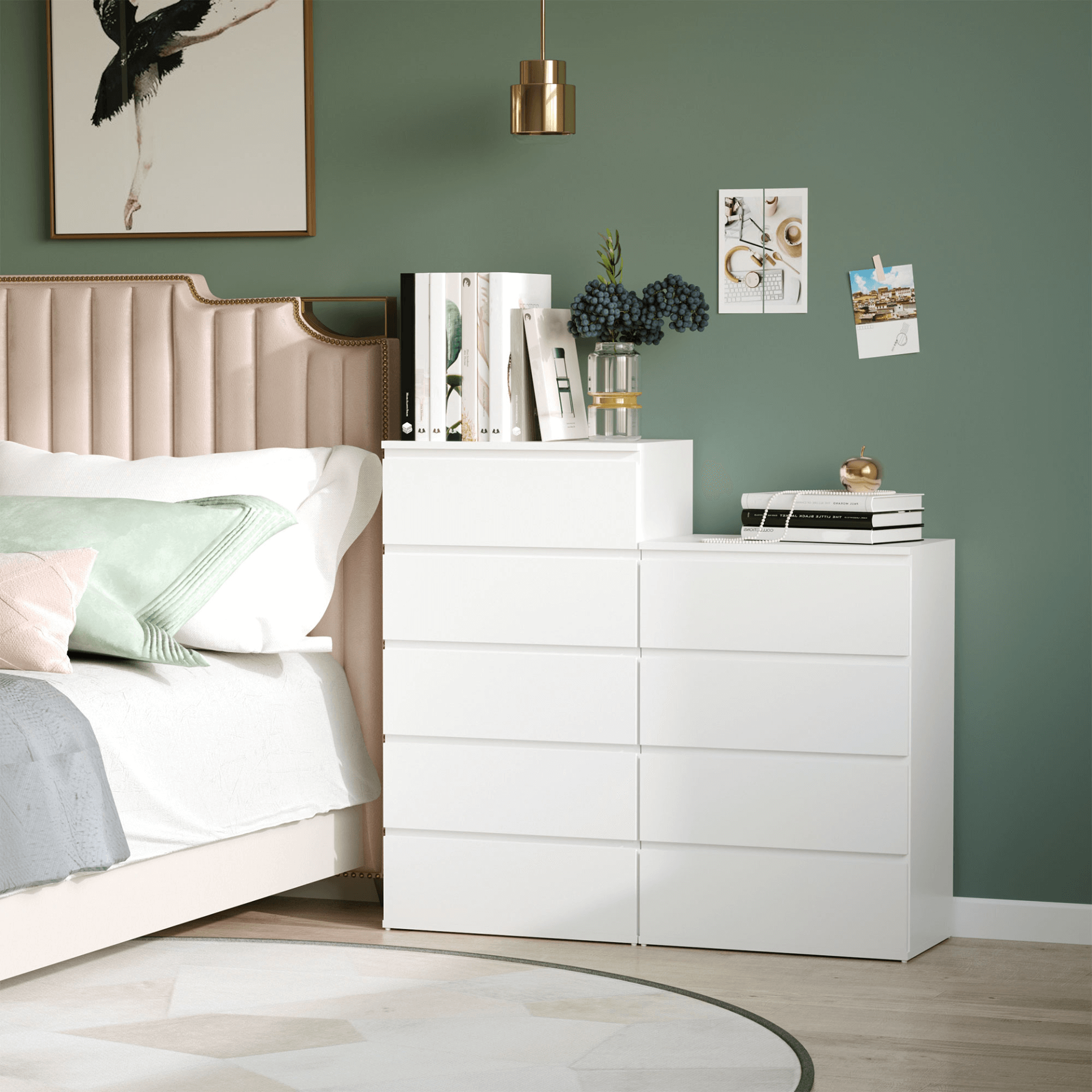 White 4-Drawer Chest - Stylish Storage Cabinet, Elevate storage with our White 4-Drawer Chest. Perfect for bedrooms and living rooms, it combines style and spacious functionality.