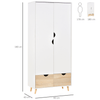 Elegant 2-Door Clothes Wardrobe - White Storage Solution, Enhance your bedroom with this white wardrobe featuring a clothes rail, top shelf, and 2 drawers. Simple and sophisticated design to fit any decor.