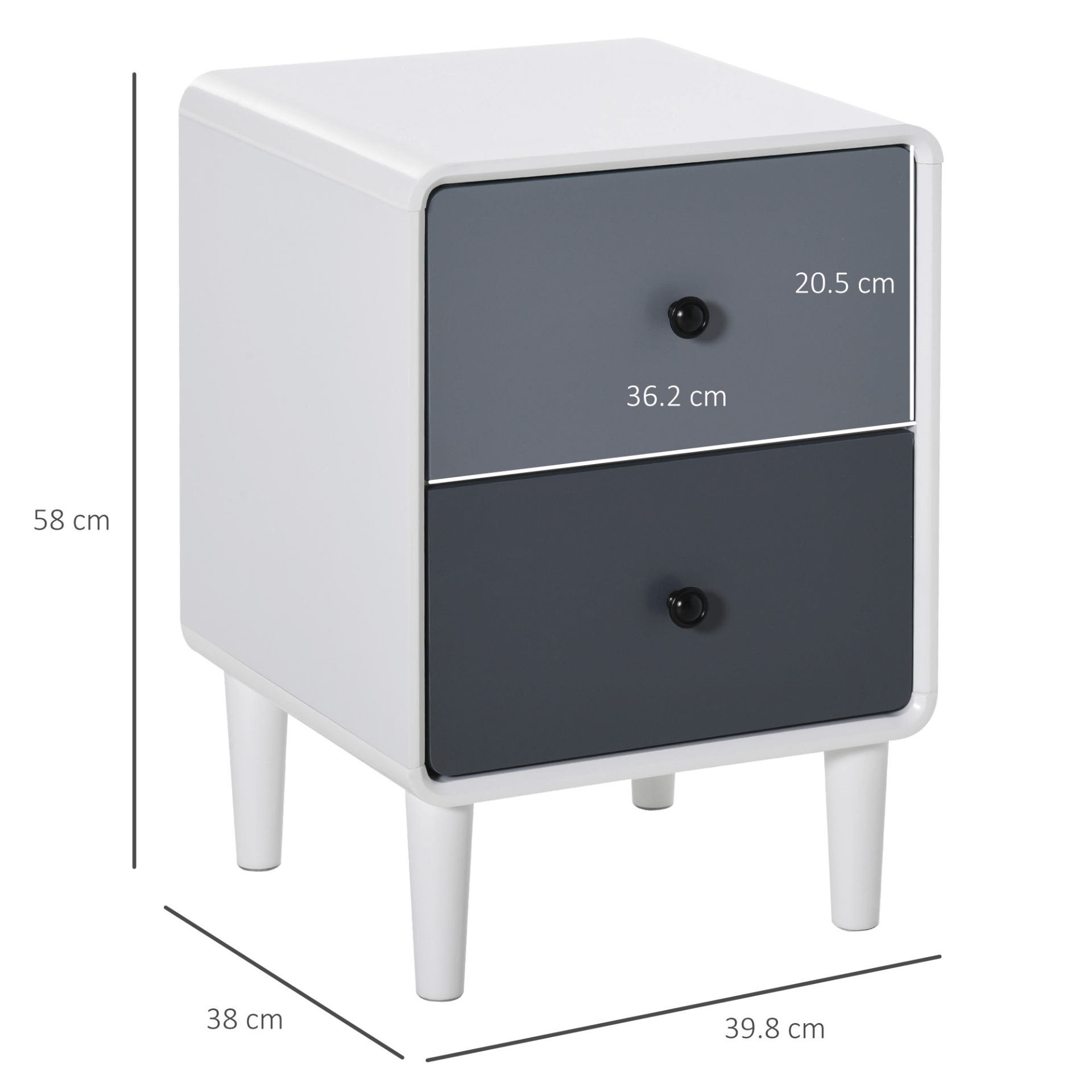 Modern Side Cabinet Nightstand - Sleek & Functional, Elevate your home decor with this Modern Side Cabinet Nightstand. Features 2 spacious drawers perfect for bedroom or living room storage.