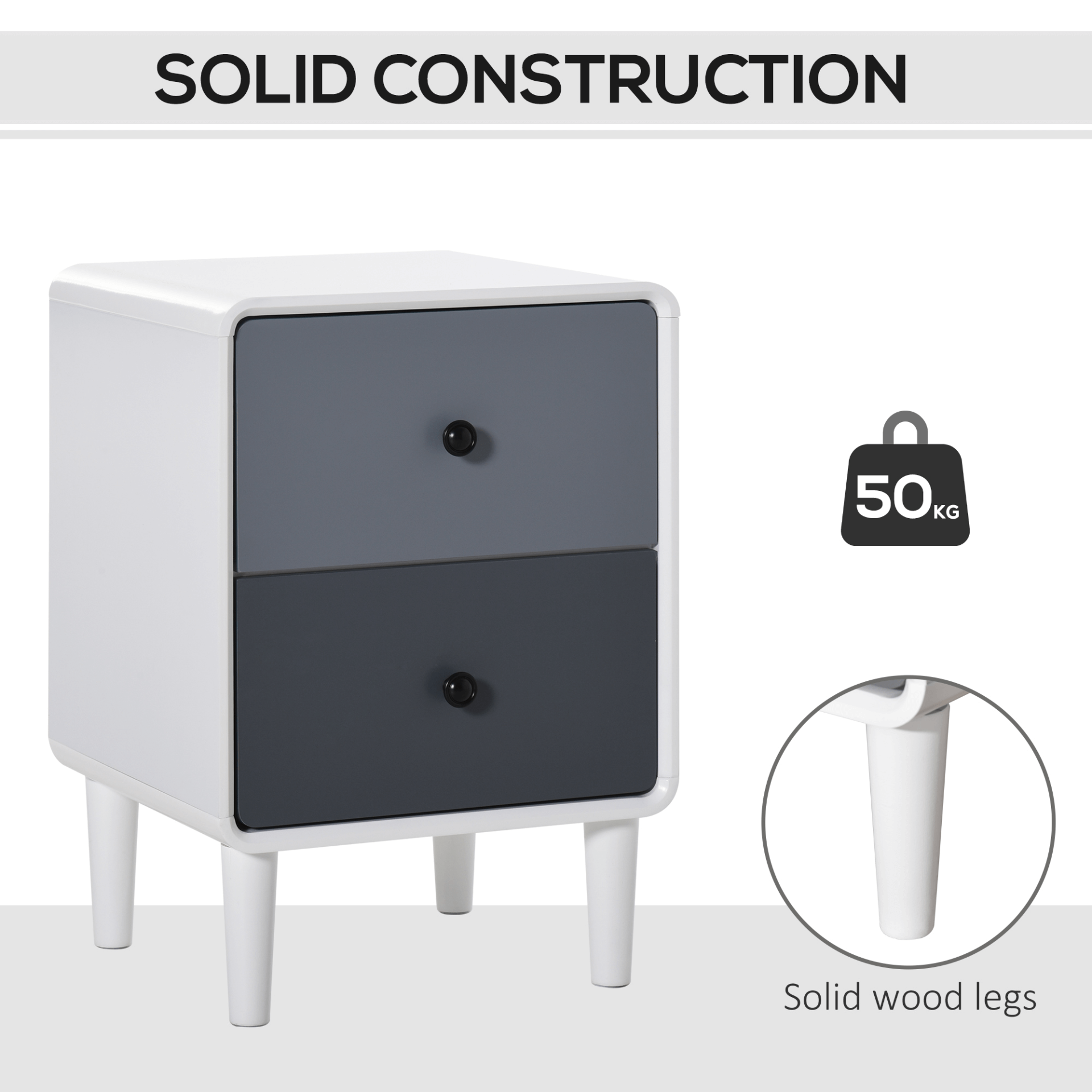 Modern Side Cabinet Nightstand - Sleek & Functional, Elevate your home decor with this Modern Side Cabinet Nightstand. Features 2 spacious drawers perfect for bedroom or living room storage.