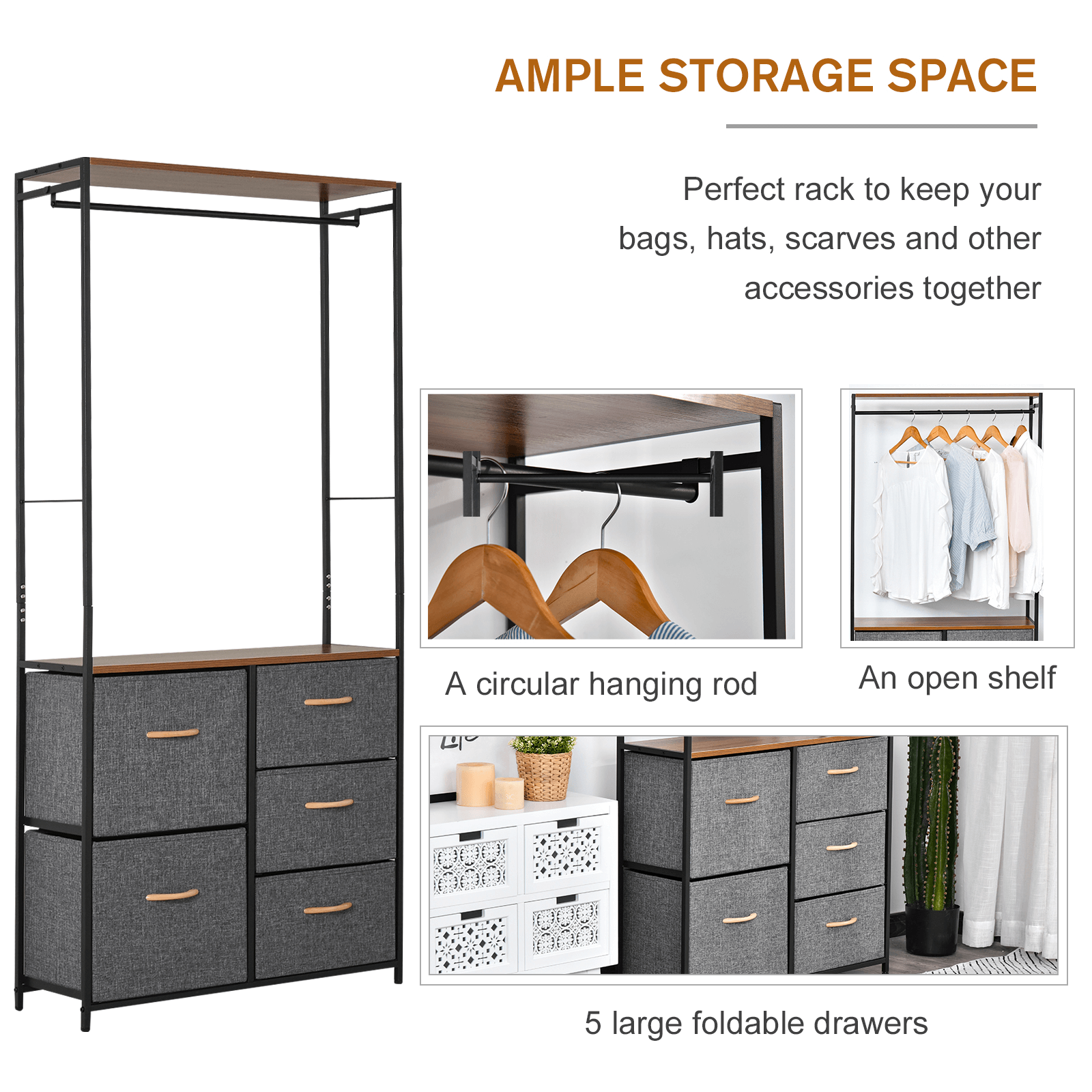 5-Drawer Chest with Coat Rack - Modern Storage Furniture, Upgrade your home with our stylish 5-drawer chest and coat rack. Perfect for bedrooms and hallways, it offers ample storage and elegance.